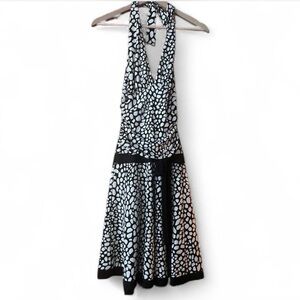 Elegant Black and White Halter Dress